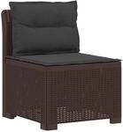 vidaXL 1-Sitzer Garten-Sofa mit Kissen Rattan-Look PP Braun