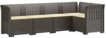 vidaXL 5-Sitzer Gartensofa mit Kissen Rattan-Look PP Hellgrau