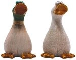 2er Set Dekofiguren Ente, Deko-Enten, Entenfiguren, Gartenfigur Ente, Teichfigur Ente