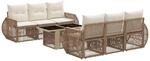 vidaXL Gartensofa-Set 7 STK. Beige und Cremewei&szlig; Poly-Rattan