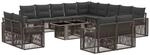 vidaXL Gartensofa-Set 14 STK. Grau und Dunkelgrau Poly-Rattan