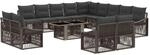 vidaXL Gartensofa-Set 14 STK. Grau und Dunkelgrau Poly-Rattan