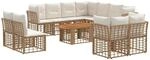 vidaXL Gartensofa-Set 12 STK. Nat&uuml;rlich und Cremwei&szlig; Poly-Rattan