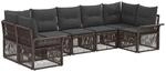 vidaXL Gartensofa-Set 7 STK. 7-Sitzanzahl Grau Poly-Rattan