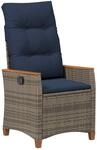 vidaXL Verstellbarer Gartenstuhl Grau und Marineblau Poly-Rattan