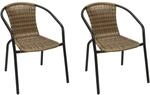 Mojawo Qualit&auml;t 2 St&uuml;ck Stahl/Polyrattan Bistrostuhl stapelbar Stapelstuhl