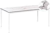 Beliani Gartentisch HPL Marmor Optik wei&szlig; rechteckig 180x90 cm mit...
