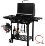 Royal Gourmet 3 Brenner Gasgrill Grillwagen mit Klappbaren Seitenablagen,...
