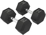 HOMCOM Hexagon Hanteln 2er Set mit Ger&auml;ndeltem Griff Kurzhanteln 2 x 17,5kg