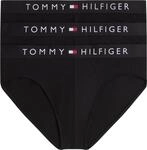 Tommy Hilfiger Herren 3er Pack Unterhosen Hip Briefs mit Logobund, Schwarz