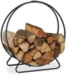 Relaxdays Kaminholzregal, rund, Holzscheite Stapelhilfe, aus Stahl, innen,