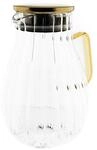 Karaffe aus Glas 1,8 Liter Riffle Design mit goldenem Henkel und Deckel