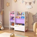 [en.casa] Kinderregal Vimianzo B&uuml;cherregal mit 4 Ablagef&auml;chern B&uuml;cherkiste 3