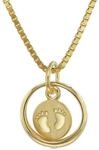 trendor Taufring Babyf&uuml;&szlig;e Gold 585/14 Karat mit vergoldeter Kette