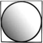 FineBuy Wandspiegel 54x54 cm Metall Design H&auml;ngespiegel Schwarz, Eisen...