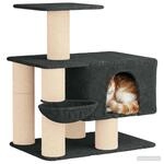 vidaXL Katzennbaum mit Sisal-Kratzs&auml;ulen Dunkelgrau 96 cm