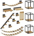 QLS Katzen Kletterwand Set XXL aus Holz und Stahl f&uuml;r Wand & Decke Loft