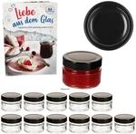 MamboCat 12er Set Marmeladenglas 106 ml Deep to 70 Deckel Schwarz & Heft