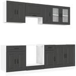 vidaXL 8-TLG. K&uuml;chenschrank-Set Kalmar Schwarz Holzwerkstoff