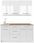 Vicco Singlek&uuml;che Fame-Line, Wei&szlig; Hochglanz/Wei&szlig;, 150 cm
