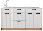 Vicco K&uuml;chenblock Fame-Line, Wei&szlig; Landhaus/Goldkraft Eiche, 150 cm