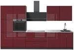 Vicco K&uuml;chenzeile Fame-Line, Bordeaux Hochglanz/Anthrazit, 340 cm