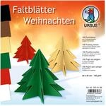 Ursus 3235199 - Faltbl&auml;tter Weihnachten, aus Tonzeichenpapier 130 g/qm, 100 Blatt in
