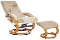 Bequemer Massagesessel mit Heizfunktion, Timer und Fu&szlig;hocker beige Hero