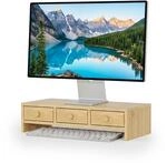 Relaxdays Monitorst&auml;nder, 3 Schubladen, HxBxT: 12,5 x 51 x 24 cm, MDF,