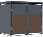 M&uuml;lltonnenbox Anthrazit mit Holzoptik f&uuml;r 2 M&uuml;lltonnen 120 und 240 Liter