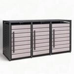 M&uuml;lltonnenbox 3 x 240L M&uuml;lltonnen oder Kleiner in Anthrazit & Holzoptik 