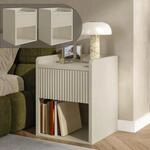 [en.casa] Nachttisch 2er Set Nand 1 Schublade 1 Fach 55x45x39 cm Sandfarben