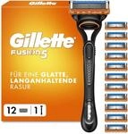 Gillette Fusion 5 Rasierer Herren, Nassrasierer, Metall, Schwarz