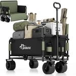 SAMAX Bollerwagen bis 200kg - 2in1 mit Bank - Faltbarer Handwagen Gartenwagen