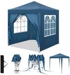 WOLTU Faltpavillon 2x2m Pop up Pavillon mit 4 Seitenw&auml;nden Blau | UPF 50+ UV...