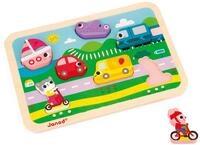 Janod - Chunky Puzzle - Die Fahrzeuge - FSC-Holz - 7 Teile - F&ouml;rdert Feinmotorik,