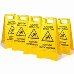 5er Set Sicherheitsaufsteller Achtung Rutschgefahr &ndash; klappbares Warnschild