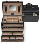 Windrose Schmuckoffer beluga/schwarz (Leder)