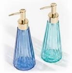 Relaxdays Seifenspender, 2er Set, 320 ml, Glas, nachf&uuml;llbar, Seife, Duschgel, Bad &