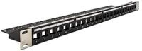 Delock 19&Prime; Keystone Patchpanel 24 Port mit Entlastungsschiene schwarz