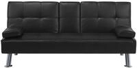 Beliani 3-Sitzer Schlafsofa Kunstleder schwarz integrierter Tisch Klapparmlehne...