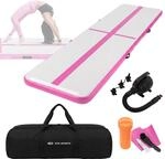 ECD Germany Aufblasbare Gymnastikmatte Turnmatte Airtrack 4m, Rosa, 10 cm Dicke,