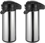 HAC24 2er Set Thermoskanne Kaffeekanne Edelstahl 1,9 Liter Isolierkanne Teekanne