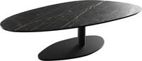 Wohnzimmertisch Edge Oval 140x75 cm Keramik Laminam&reg; Noir Desir Braun | Vibany