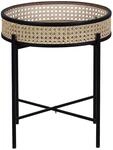 Beliani Beistelltisch Rattan beige nat&uuml;rlich Metallgestell schwarz rund 36cm...