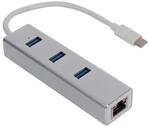 Velleman PCMP202 USB 3.1 Typ C auf Gigabit-Netzwerk + 3-Port USB-Hub,
