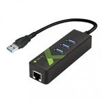 TECHLY 105803 Adapter f&uuml;r USB3.0 Gigabit Ethernet mit Hub 3 Anschl&uuml;ssen...