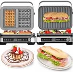 TurboTronic 2000W Kontaktgrill wechselbare Grill- & Waffelplatten, LCD Display,...