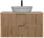 Lomadox Waschtisch Schwarze Rillen Badezimmer Unterschrank 100 cm Waschbecken...