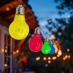 Spetebo LED Solar Lichterkette mit 10 bunten LED Gl&uuml;hbirnen - 450 cm - Garten